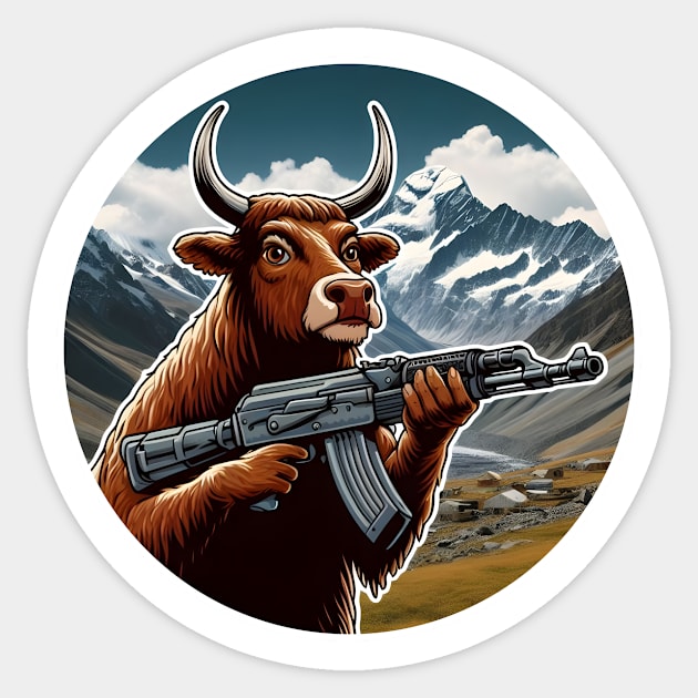 Tactical Yak Sticker by Rawlifegraphic